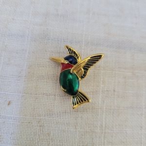 Vintage enamel Humming bird brooch